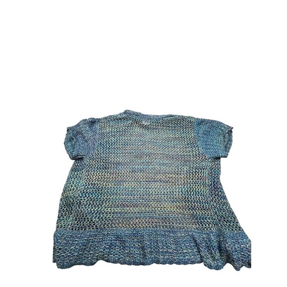 Ruby Rd. Womens 3X Blue Green Open Crochet Knit Cardigan Sweater Plus Size - Picture 2 of 7